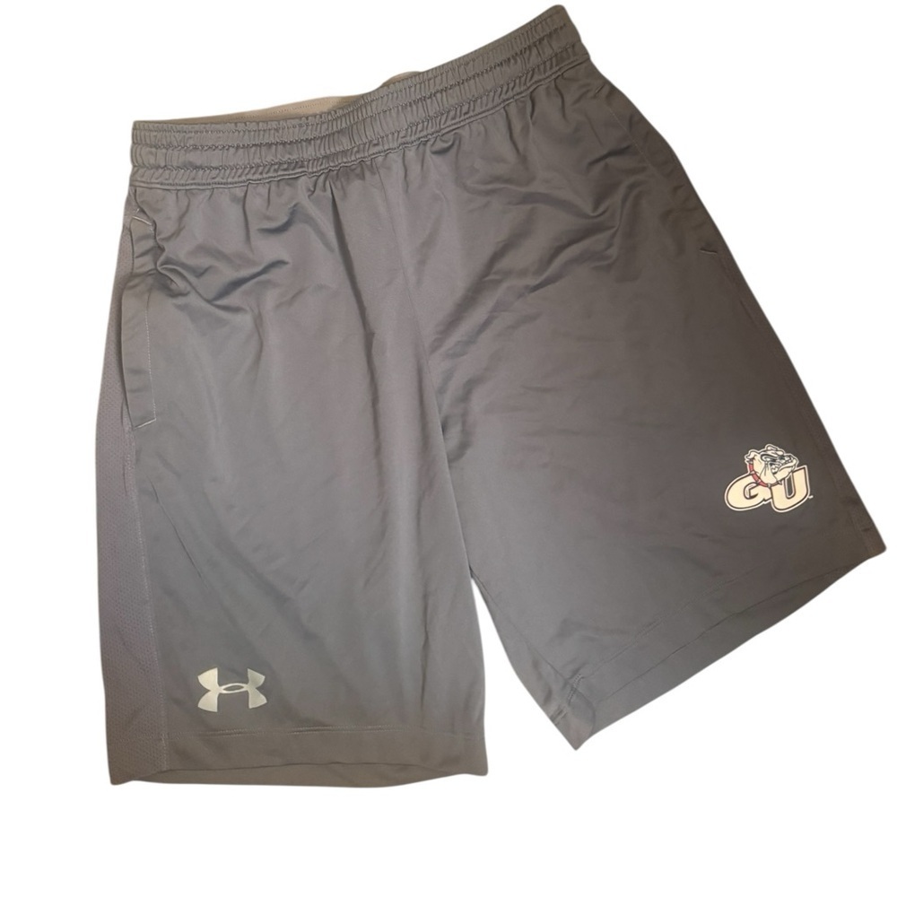 GONZAGA UNDER ARMOUR Men’s Gray Athletic Shorts Size Medium Pockets Bulldogs EUC